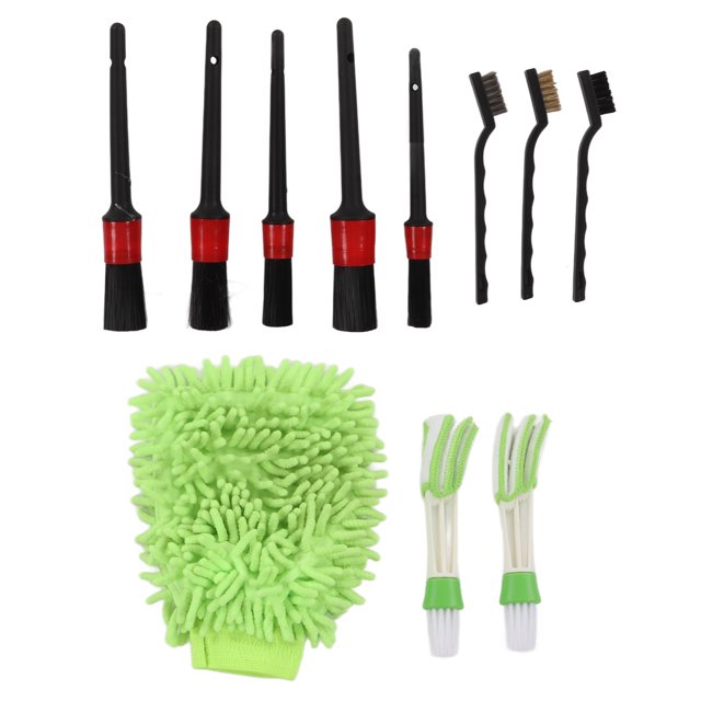 Car Detailing Brush, 11PCS Car Clean Detailing Brush Set Interior Exterior Plastic for Wheels Windshield Wipers Window Glass