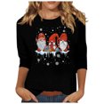 thumbnail image 2 of Meichang Hauts de Noël pour Femmes Manches 3/4 Col Rond Gnomes Graphiques T-Shirts Blouse Décontractée de Vacances en Solde Cadeaux de Noël, 2 of 4