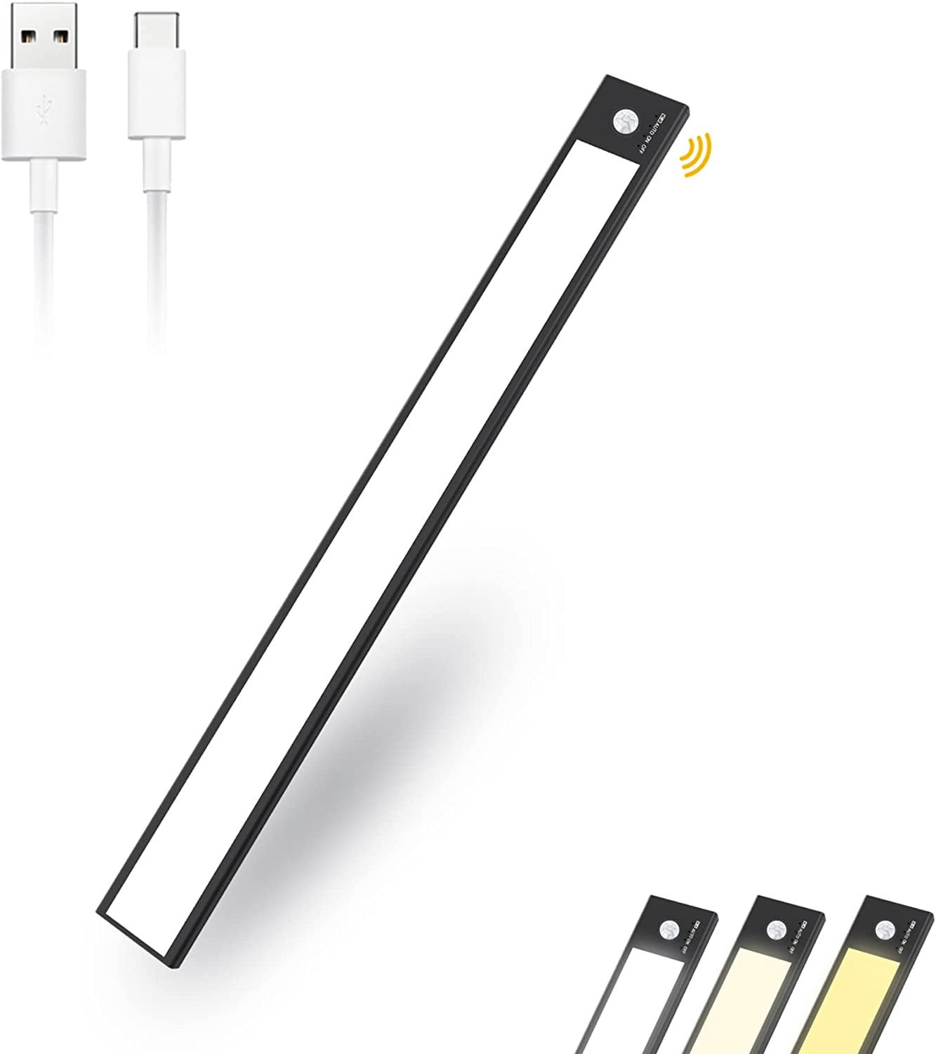 Lumière DEL pour Garde-Robe avec Détecteur de Mouvement, Lumière DEL Rechargeable à Intensité Réglable de 12 Pouces pour sous Armoire de Cuisine, Éclairage Sans Fil Magnétique sous Comptoir pour Armoire de Bureau, Escaliers, Garage