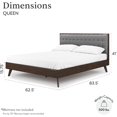thumbnail image 2 of DG Casa Soloman Mid Century Modern Upholstered Platform Bed Frame, Queen Size, Gray, 2 of 10