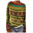 thumbnail image 1 of TJAZFJPA Chandails Rouges pour Femmes Chandail en Tricot Ample à Blocs de Couleur à Col Rond Tendance Confortable Haut Chandails Surdimensionnés pour Femmes Grande Taille Col en V Chandails d'Automne pour Femmes 2024 Motif Citrouille, 1 of 3