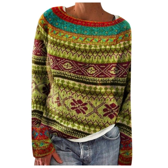TJAZFJPA Chandails Rouges pour Femmes Chandail en Tricot Ample à Blocs de Couleur à Col Rond Tendance Confortable Haut Chandails Surdimensionnés pour Femmes Grande Taille Col en V Chandails d'Automne pour Femmes 2024 Motif Citrouille