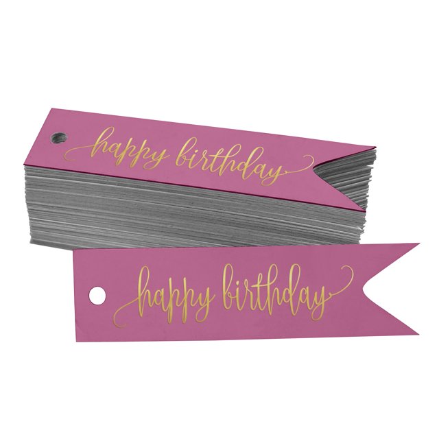 Inkdotpot Pack Of 100 Happy Birthday Favor Paper Tags Craft Real Gold Foil Hang Tags