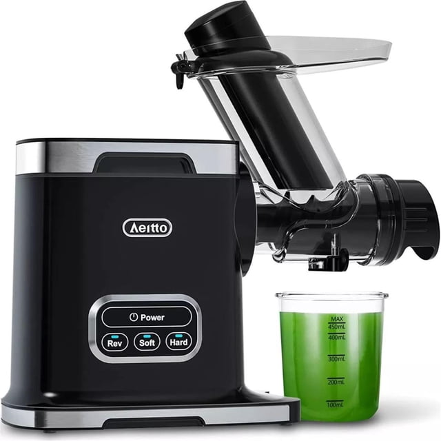 Aeitto - Extracteur de Jus / Extracteur de Jus à Mastication à Froid. 2 Modes de Vitesse, Noir