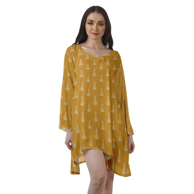 Moomaya Robe de Cocktail Imprimée à Manches Longues Tenues de Noël Robe Courte pour les Fêtes