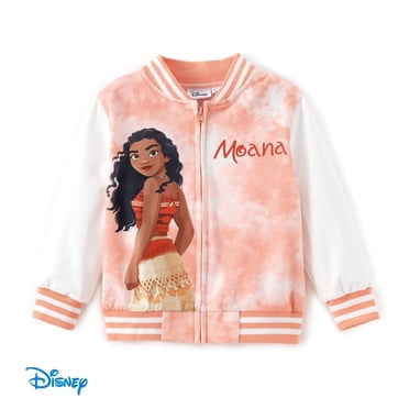 Disney Princess Vestes Bomber pour Filles Moana Ariel Chandails Légers à Imprimé Teinture sur Nœuds Tailles 2-6