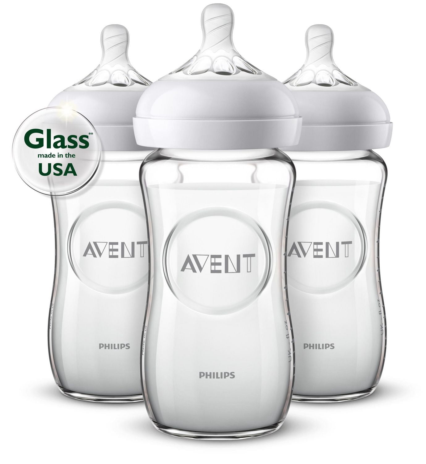 Philips Avent Natural Glass Baby Bottles, 3x8oz Bottles, SCF703/37