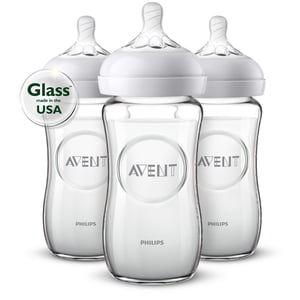 Philips Avent Natural Glass Baby Bottles, 3x8oz Bottles, SCF703/37