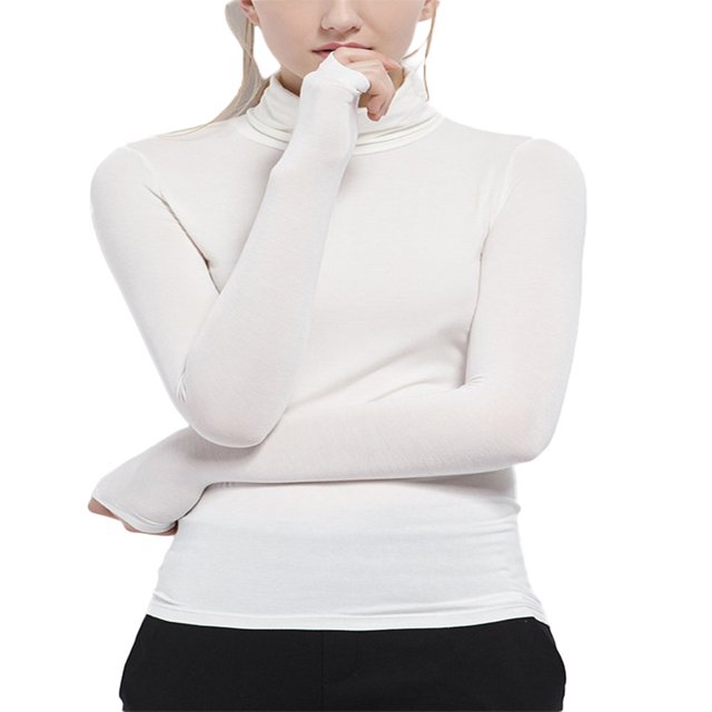 Women’s Warm Modal Base Tops Slim Fit Mock Turtleneck Long Sleeve Base Layer Shirts Thermal Shirts