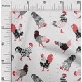 thumbnail image 2 of oneOone Silk Tabby White Fabric Rooster Cock Sewing Material Print Fabric By The Yard 42 Inch Wide, 2 of 4