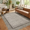 thumbnail image 1 of Garvee Scalloped Area Rugs Modern Bordered Rug, 9x12 Washable Rugs Non-Slip Non-Shedding Rugs Low Pile Indoor Carpet for Living Room Bedroom Office, Brown, 1 of 9
