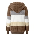 thumbnail image 5 of IROINID Veste à Capuche Mi-Longue pour Femmes en Peau Lainée, Couleur Contrastée, Manches Longues, Ample, Fermeture Éclair, Chandail, Brun, 5 of 5