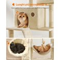 thumbnail image 4 of Feandrea Cat Tree, 206 cm Large Cat Tower Condo with 13 Scratching Posts, 2 Perches, 2 Caves, Basket, Hammock, Pompoms, Multi-Level Design, Beige UPCT190M01, 4 of 7