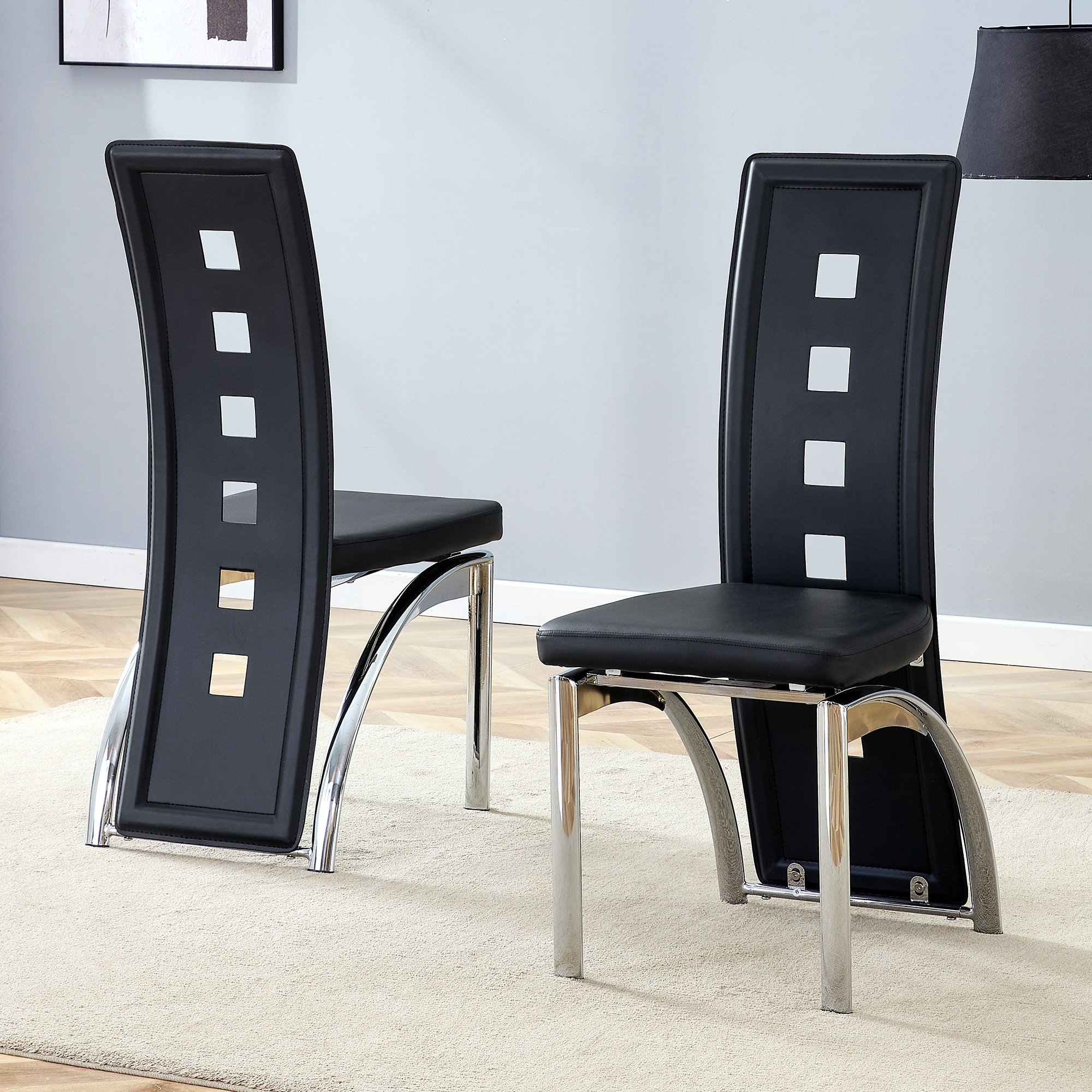 Noble House Modern Minimalist 2-Piece Dining Chair Set
