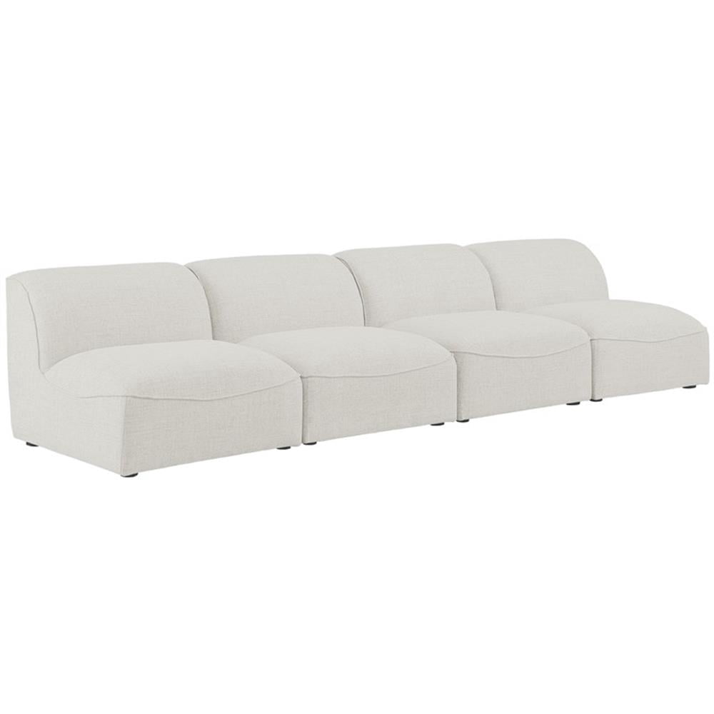 Meridian Furniture Miramar Crème Durable Lin Texturé Sofa Modulaire