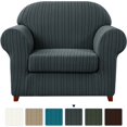 thumbnail image 1 of Subrtex Housse de Sofa en Jacquard Extensible à Rayures, 2 Pcs, 1 of 6