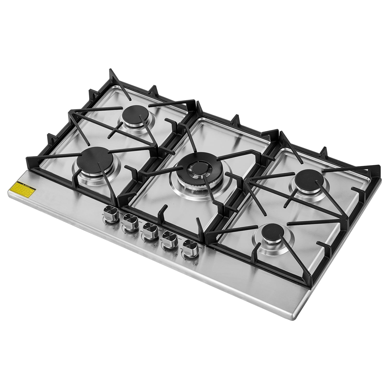 KFFKFF 36 inch Gas Cooktop 5 Burners Gas Stove Top, Max 38300BTU Built-in Stainless Steel Stove Top LPG/NG Convertible Dual Fuel Cooktop Stoves