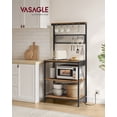 thumbnail image 2 of Bakers Rack with Charging Station, 80 cm Coffee Bar with Adjustable Storage Shelf, Microwave Stand, Grid Panel, 12 Hooks, for Kitchen, Rustic Brown and Ink Black, 2 of 8