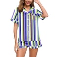 thumbnail image 2 of GDREDA Ensemble de Pyjama pour Femmes 2 Pcs Ensembles de Pyjama pyjamas pour Femmes Tigre Floral Imprimé Graphique Chemise à Boutons à Manches Courtes et Short Ensemble de Pyjama Femmes Ensembles de Pyjama pyjamas Bleu,P, 2 of 5