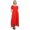 thumbnail image 3 of Bimba Robe Bohème Maxi d'Été pour Femme à Ourlet Asymétrique Rouge avec Poches et Foulard-18, 3 of 9
