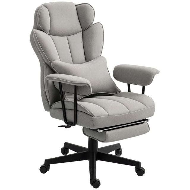 HOMCOM Big and Tall Office Chair with Foot Rest, High Back Desk Chair, Grey