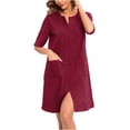 thumbnail image 2 of Timegard Robe de Nuit pour Femmes, Vêtement de Nuit, Peignoir à Fermeture Éclair, Manches Courtes, Robe Courte Confortable pour la Maison avec Poches, 2 of 8
