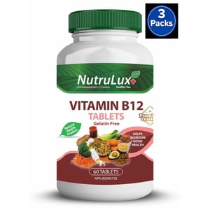Vitamin B12 ( 1000 mg Vitamin B12 ) Halal Gelatin Free Tablets(Pack of 3)