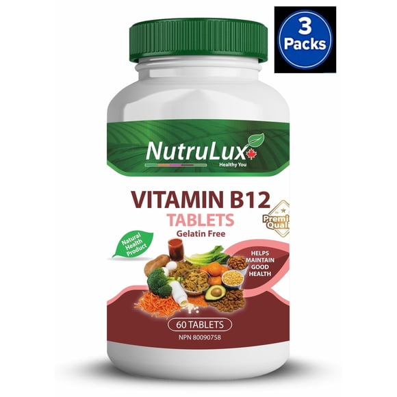 Vitamine B12 ( 1000 mg Vitamine B12 ) Comprimés Sans Gélatine Halal (Lot de 3)