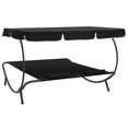 thumbnail image 3 of vidaXL Outdoor Lounge Bed with Canopy and Pillows Black, 3 of 5