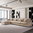 thumbnail image 1 of The Magic Home Canapé Sectionnel Modulaire en Lin en Forme de L 155 Pouces 4 Places Style Nuage avec Ottoman, Kaki, 1 of 15