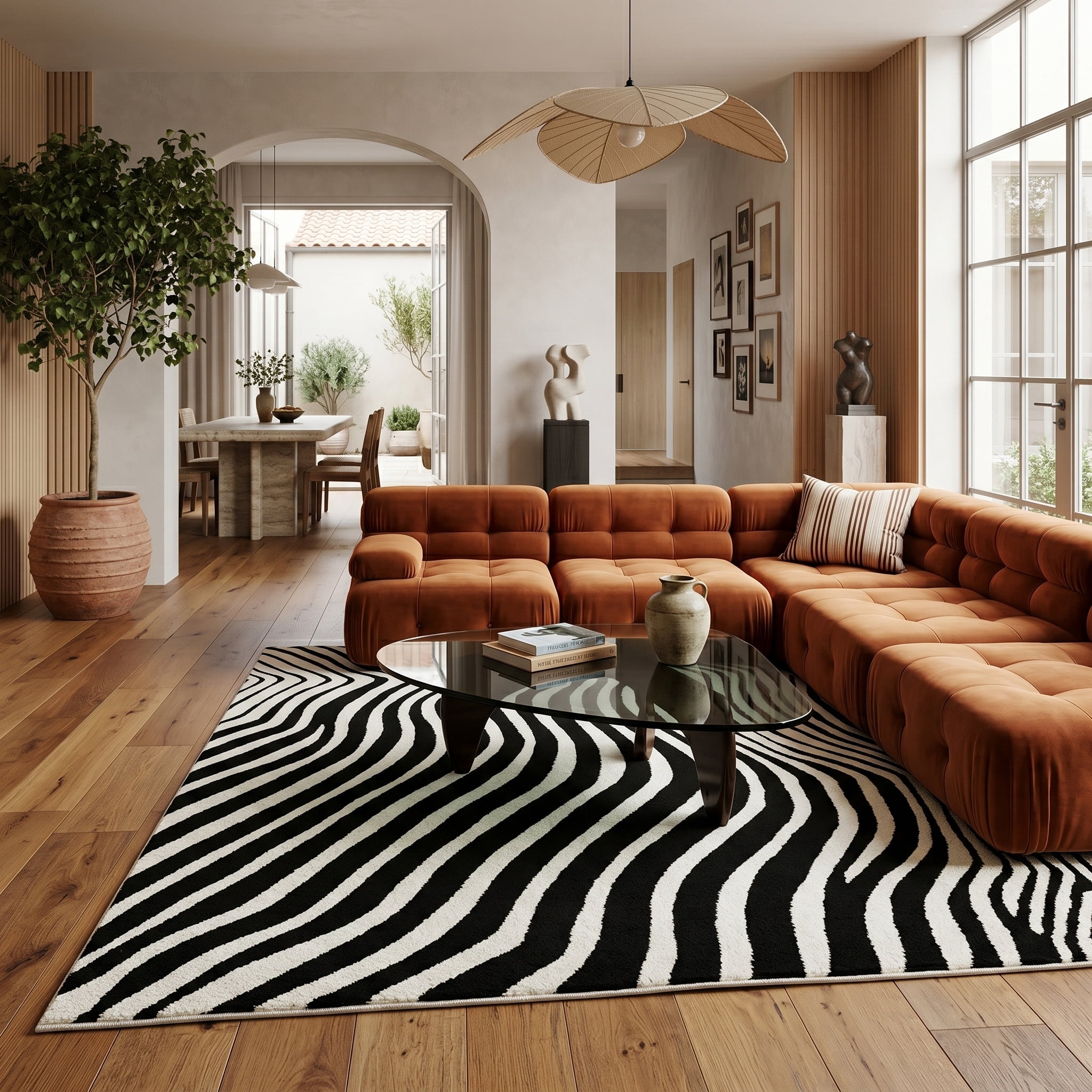 Rug Branch Domus Zebra Print Indoor Area Rug, Cream Black, Modern - Living Room, Bedroom, Dining Room, and Kitchen