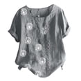 thumbnail image 4 of EQWLJWE Hauts pour Femmes Liquidation Hauts d'Été pour Femmes T-Shirt d'Été Décontracté pour Femme Col Rond Manches Courtes Imprimé Floral Chemise Ample Hauts, 4 of 4