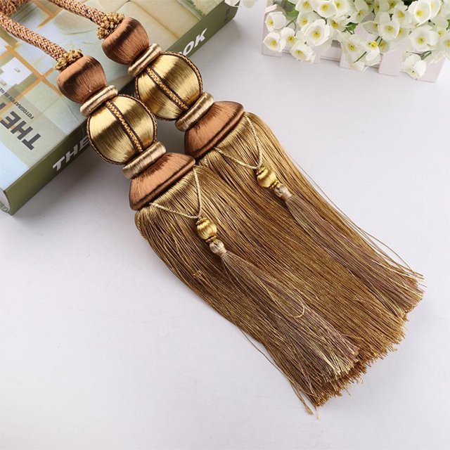 mmirethe 2pack/lot Excellent Decor Curtain Tiebacks Hanging High Tassel For Easy Curtain Tassel Polyester Suitable light blue 2Set