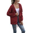 thumbnail image 4 of Women's Casual Hooded Jacket Lightweight Waterproof Rain Windbreaker Solid Color Zipper Drawstring Raincoat, 4 of 8