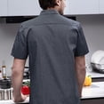 thumbnail image 4 of Milaget Veste de Chef, Manches Courtes Classique en Coton Doux Respirant Manteau de Chef pour Gris G, 4 of 8