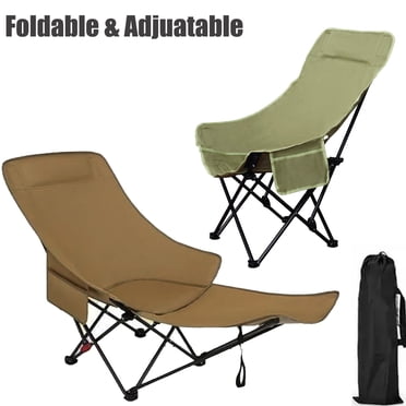 SUSUZI Chaise de Camping Pliante, Chaise Longue de Camping avec Repose-Pieds Amovible et Dossier Réglable, Chaise Pliante Portable