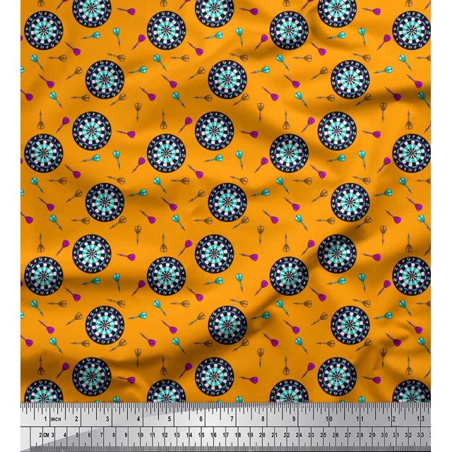 Soimoi Rayon Fabric Dart Board Sports Print Fabric by The Yard 56 Inch Wide