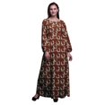 thumbnail image 1 of Bimba Robe Maxi en Georgette Mousse à Imprimé Géométrique et Couronne de Roses à Fleurs pour Femmes à Manches Longues avec Taille Élastique - Petit, 1 of 5