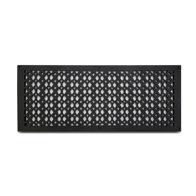 Grille à Retour d'Air 10′′ X 26′′ avec Trous et Vis, Plaque Frontale Format 12′′ X 28′′ Couvercle Décoratif pour Conduit de CVC, Évent en Fonte Enduit de Poudre Repeintable pour Murs, Plafonds, Planchers – Motif Champignon Tudor VR100
