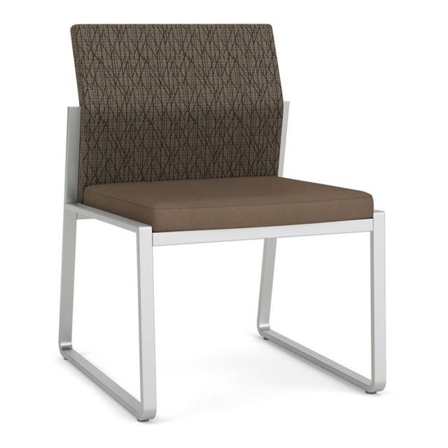 Gansett Reception Waiting Armless Guest Chair / Silver Steel / Brown / Brown