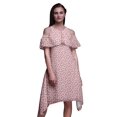 thumbnail image 1 of Bimba Pink Leaves Printed Womens Cold Shoulder Tunic Party Round Neck Shift Dress - Small, 1 of 6