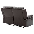 thumbnail image 3 of HOMCOM Double Reclining Loveseat Manual Reclining Sofa, PU Faux Leather Pullback Control with Footrest Sofa Set for Living Room, Brown, 3 of 6