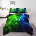 thumbnail image 2 of Erosebridal Ensembles de Literie Lightsaber pour Tout-Petits avec Couette pour Ados, Insert de Couette Géométrique Rectangulaire, Décor Mode Moderne, Réversible, 2 of 8