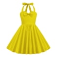 thumbnail image 2 of TopLLC Robe Sans Manches Col Rond Robe d'Été pour Fille Col Suspendu et Fermeture à la Taille Couleur Unie Robe Rétro pour Enfants Robe Fille, 2 of 5