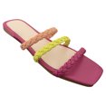 thumbnail image 2 of Walmart+ Semaine Aqestyerly Pantoufles d'Été pour Femmes Mode Tête Carrée Creusée Pantoufles Plates Colorées, 2 of 4