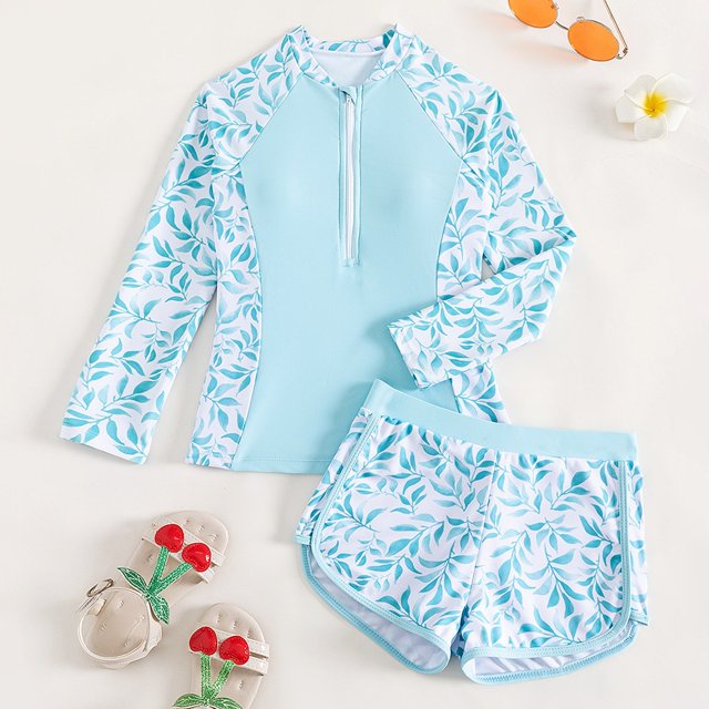 Little Girls Swimsuit 2 Piece Bikini Set Swimsuits Ruffle Swimwear Bathing Suit 8-9