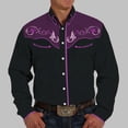 thumbnail image 2 of Chemise Décontractée pour Homme à Manches Longues, Coupe Ajustée, Style Western Cowboy, Brodée, Boutonnée, avec Poches avant, 2 of 5