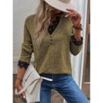 thumbnail image 3 of Haut Tricoté pour Femmes, Col en V, Manches Raglan, Confortable pour le Travail, pour les Rendez-Vous, Gris, Noir, Rouge, Bleu, Kaki, Rose Vif, Couleur Citrouille, 3 of 8