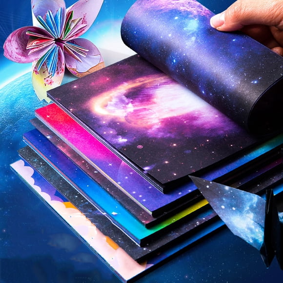 1 Set Origami Paper Stars Pattern Gradient Cut Free DIY Double Side Print Handcraft Paper for School