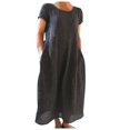 thumbnail image 1 of 2025 Robes d'Été Confortables et Amples pour Femme, Couleur Unie, Manches Courtes, Robe Midi pour Femme, Robe Longue, 1 of 6